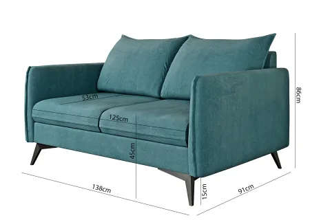 Calais - Modernes Sofa 2-Sitzer mit Schwarz Metall Füßen aus Luxusmicrofaser