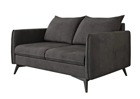 Calais - Modernes Sofa 2-Sitzer mit Schwarz Metall Füßen aus Luxusmicrofaser