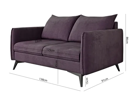 Calais - Modernes Sofa 2-Sitzer mit Schwarz Metall Füßen aus Luxusmicrofaser