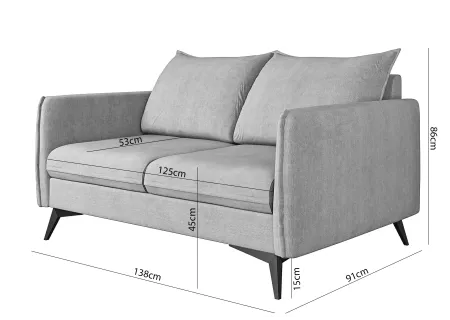 Calais - Modernes Sofa 2-Sitzer mit Schwarz Metall Füßen aus Luxusmicrofaser