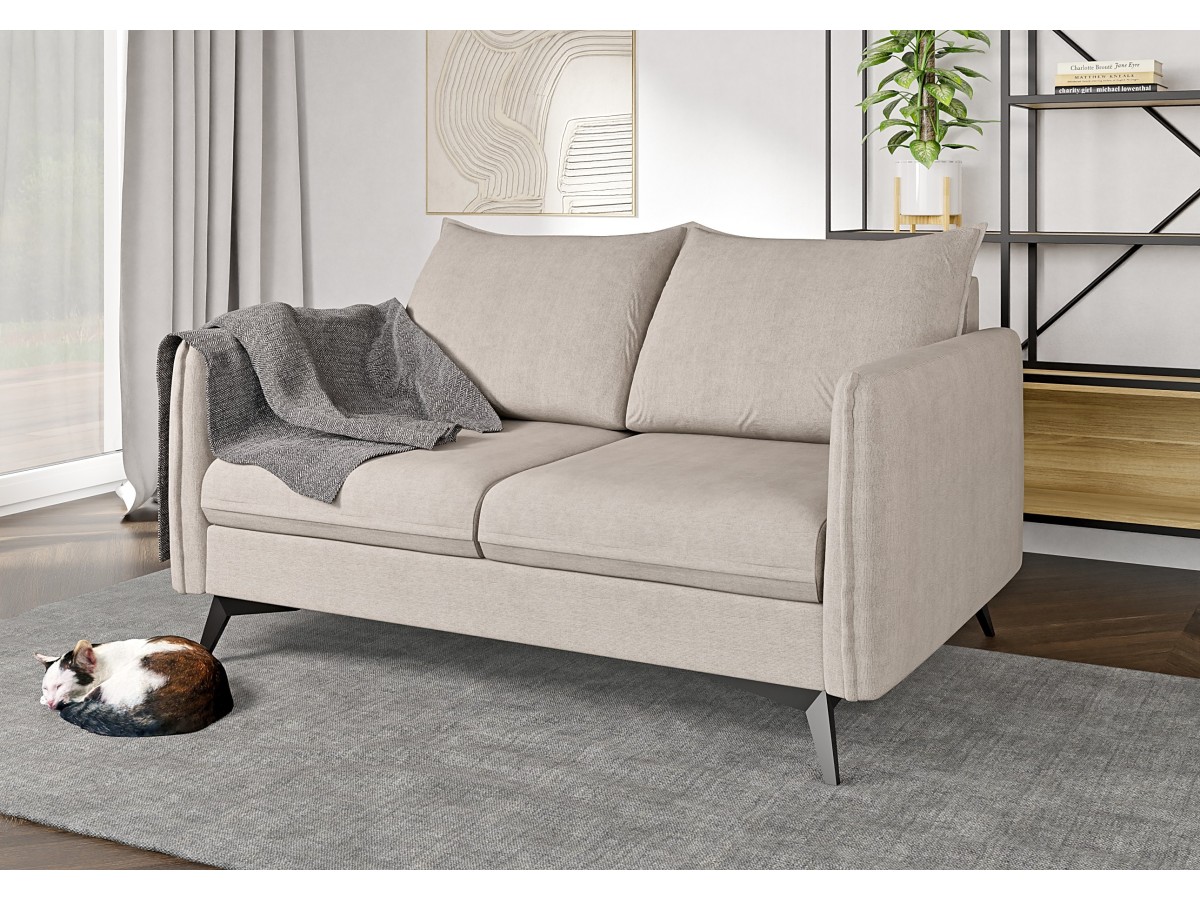 Calais - Modernes Sofa 2-Sitzer mit Schwarz Metall Füßen aus Luxusmicrofaser