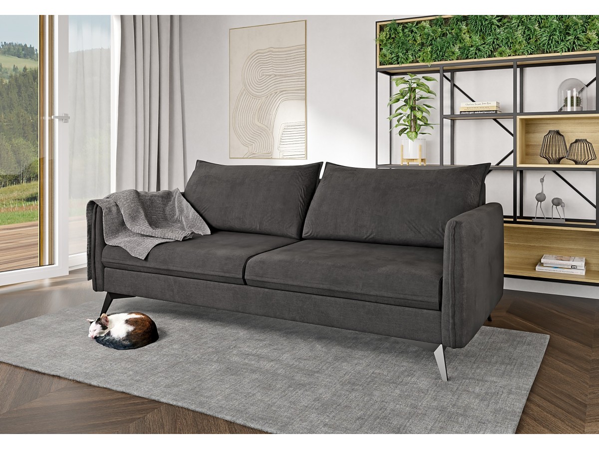 Calais - Modernes Sofa 3-Sitzer mit Schwarz Metall Füßen aus Luxusmicrofaser