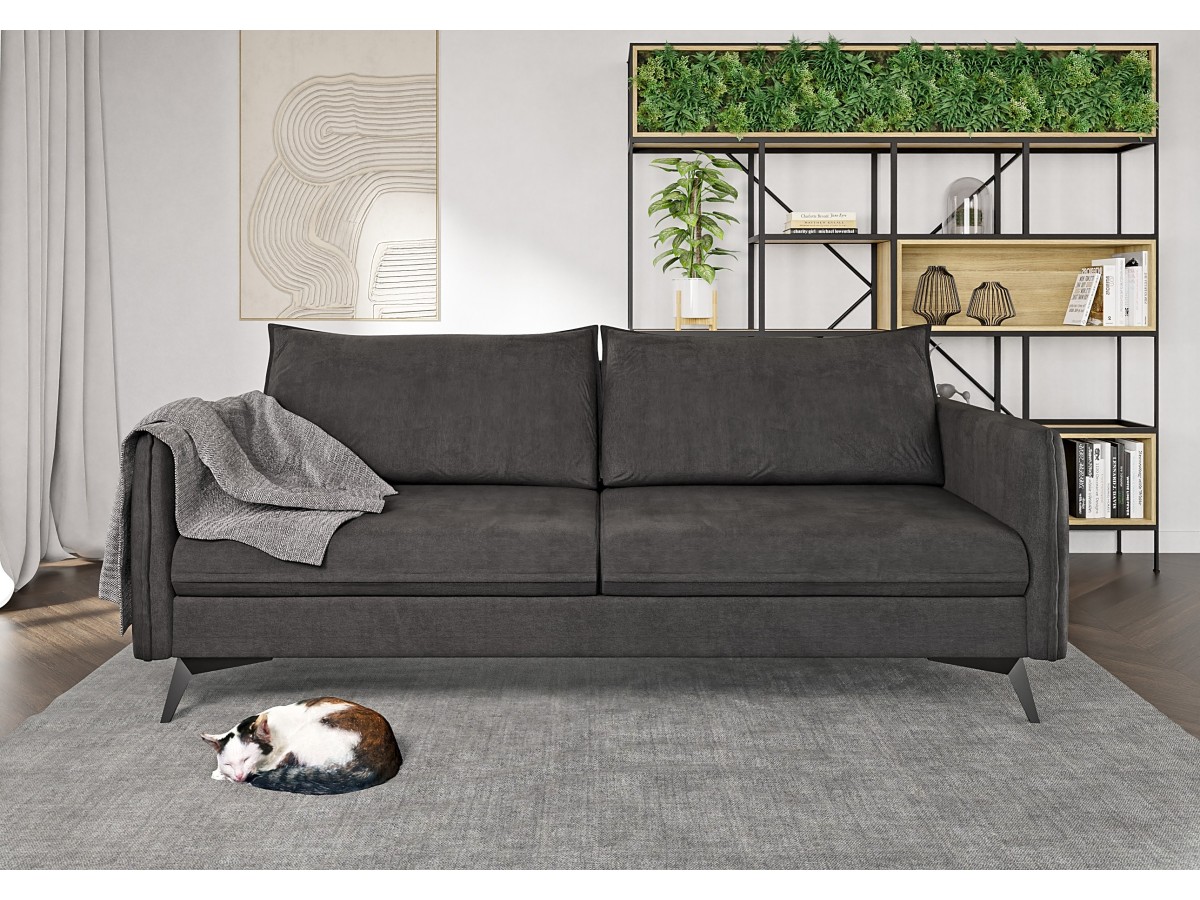 Calais - Modernes Sofa 3-Sitzer mit Schwarz Metall Füßen aus Luxusmicrofaser