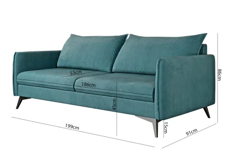 Calais - Modernes Sofa 3-Sitzer mit Schwarz Metall Füßen aus Luxusmicrofaser