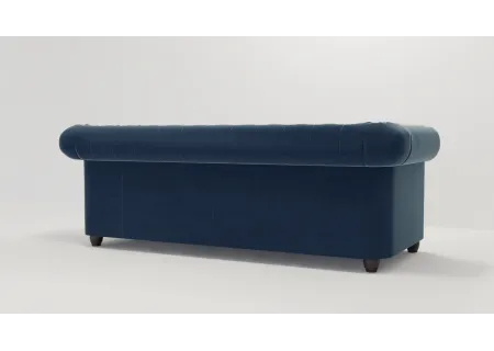 Cleo - Chesterfield 3 sitzer Sofa mit Schlaffunktion aus Samt-Stoff mit Holzfüßen