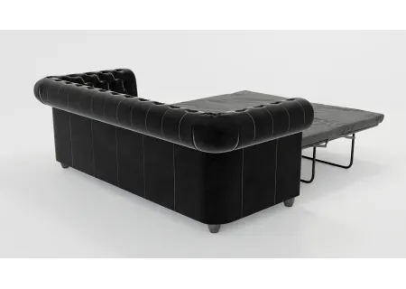 Cleo - Chesterfield 3 sitzer Sofa mit Schlaffunktion aus Samt-Stoff mit Holzfüßen