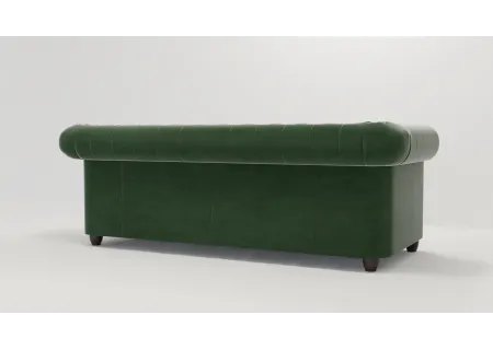 Cleo - Chesterfield 3 sitzer Sofa aus Samt-Stoff mit Holzfüßen