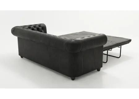 Wilhelm - Chesterfield 3 sitzer Sofa mit Schlaffunktion aus Vintage Optik Microfaser mit Holzfüßen