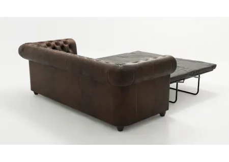 Wilhelm - Chesterfield 3 sitzer Sofa aus Vintage Optik Microfaser mit Holzfüßen