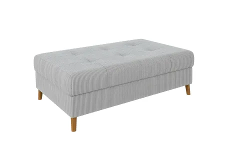 Maya - Ecksofa mit Schlaffunktion und Hocker mit Braun Holzfüßen im skandinavischen Stil aus Cord-Stoff