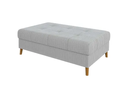 Maya - Ecksofa mit Schlaffunktion und Hocker mit Braun Holzfüßen im skandinavischen Stil aus Cord-Stoff