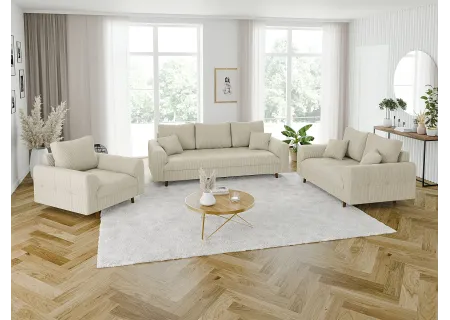 Maya - Sofa 2 sitzer mit Braun Holzfüßen im skandinavischen Stil aus Cord-Stoff