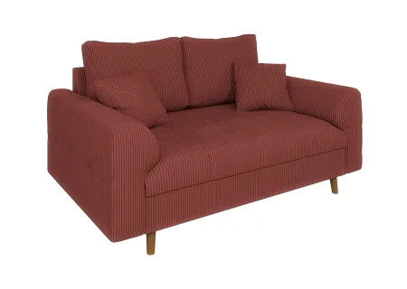 Maya - Sofa 2 sitzer mit Braun Holzfüßen im skandinavischen Stil aus Cord-Stoff