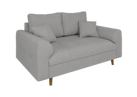 Maya - Sofa 2 sitzer mit Braun Holzfüßen im skandinavischen Stil aus Cord-Stoff