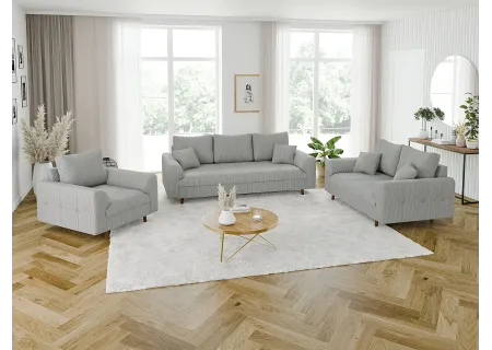 Maya - Sofa 2 sitzer mit Braun Holzfüßen im skandinavischen Stil aus Cord-Stoff