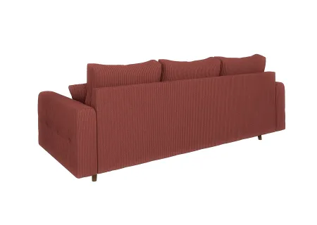 Maya - Sofa 3 sitzer mit Braun Holzfüßen im skandinavischen Stil aus Cord-Stoff