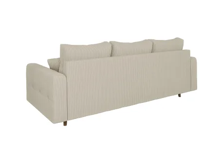 Maya - Sofa 3 sitzer mit Braun Holzfüßen im skandinavischen Stil aus Cord-Stoff