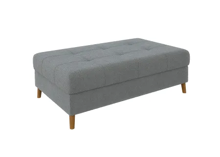 Lars - Ecksofa mit Schlaffunktion und Hocker mit Braun Holzfüßen im skandinavischen Stil aus Boucle-Stoff