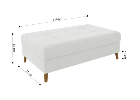 Lars - Ecksofa mit Schlaffunktion und Hocker mit Braun Holzfüßen im skandinavischen Stil aus Boucle-Stoff