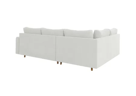 Lars - Ecksofa mit Schlaffunktion und Hocker mit Braun Holzfüßen im skandinavischen Stil aus Boucle-Stoff