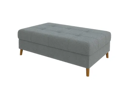 Lars - Ecksofa mit Schlaffunktion und Hocker mit Braun Holzfüßen im skandinavischen Stil aus Boucle-Stoff