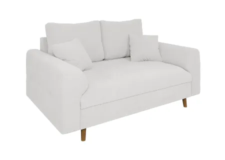 Lars - Sofa 2 sitzer mit Braun Holzfüßen im skandinavischen Stil aus Boucle-Stoff