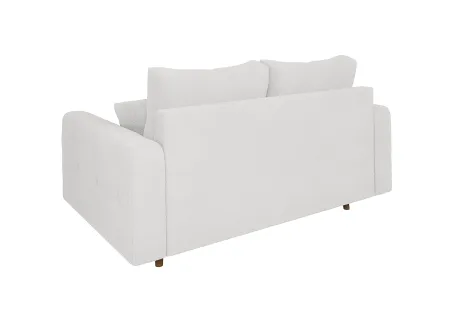 Lars - Sofa 2 sitzer mit Braun Holzfüßen im skandinavischen Stil aus Boucle-Stoff