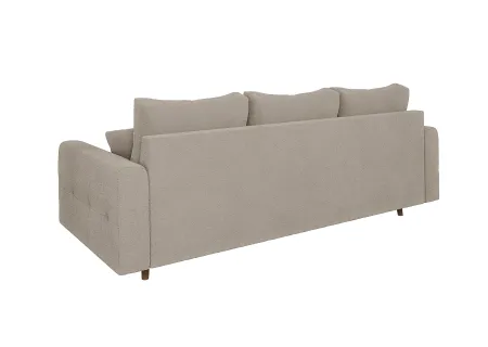 Lars - Sofa 3 sitzer mit Braun Holzfüßen im skandinavischen Stil aus Boucle-Stoff