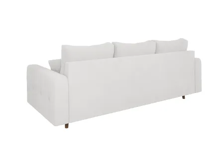 Lars - Sofa 3 sitzer mit Braun Holzfüßen im skandinavischen Stil aus Boucle-Stoff