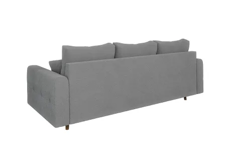 Lars - Sofa 3 sitzer mit Braun Holzfüßen im skandinavischen Stil aus Boucle-Stoff