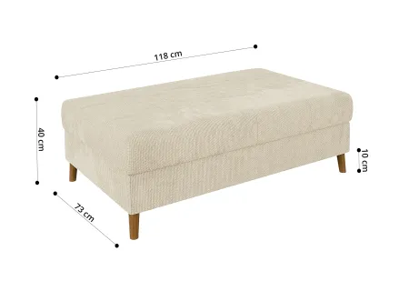 Trygve - Ecksofa mit Schlaffunktion und Hocker mit Braun Holzfüßen im skandinavischen Stil aus Chenille-Stoff