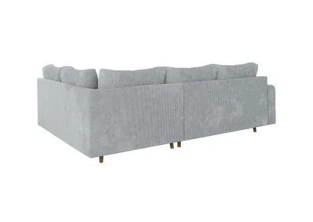 Trygve - Ecksofa mit Schlaffunktion und Hocker mit Braun Holzfüßen im skandinavischen Stil aus Chenille-Stoff