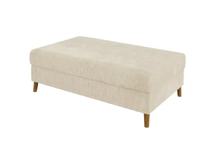 Trygve - Ecksofa mit Schlaffunktion und Hocker mit Braun Holzfüßen im skandinavischen Stil aus Chenille-Stoff