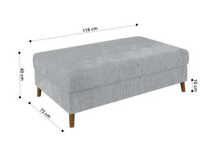 Trygve - Ecksofa mit Schlaffunktion und Hocker mit Braun Holzfüßen im skandinavischen Stil aus Chenille-Stoff