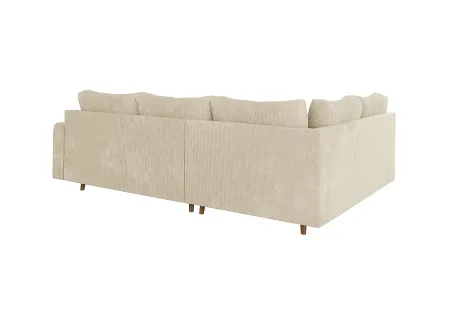 Trygve - Ecksofa mit Schlaffunktion und Hocker mit Braun Holzfüßen im skandinavischen Stil aus Chenille-Stoff