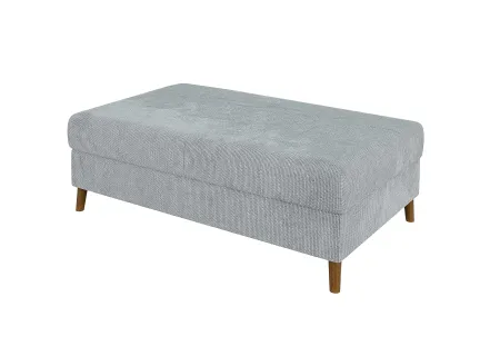 Trygve - Ecksofa mit Schlaffunktion und Hocker mit Braun Holzfüßen im skandinavischen Stil aus Chenille-Stoff