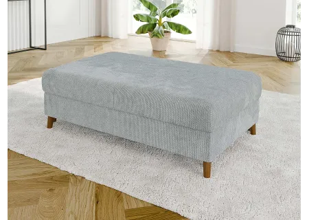 Trygve - Ecksofa mit Schlaffunktion und Hocker mit Braun Holzfüßen im skandinavischen Stil aus Chenille-Stoff