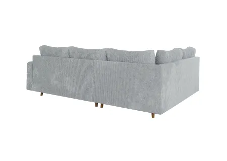 Trygve - Ecksofa mit Schlaffunktion und Hocker mit Braun Holzfüßen im skandinavischen Stil aus Chenille-Stoff