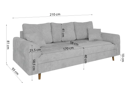 Trygve - Polstergarnitur 3+2+1 mit Braun Holzfüßen im skandinavischen Stil aus Chenille-Stoff