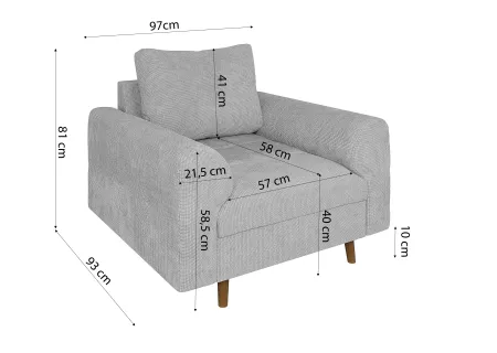 Trygve - Polstergarnitur 3+2+1 mit Braun Holzfüßen im skandinavischen Stil aus Chenille-Stoff