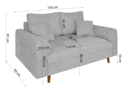 Trygve - Polstergarnitur 2+1 mit Braun Holzfüßen im skandinavischen Stil aus Chenille-Stoff