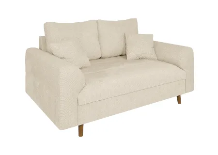 Trygve - Sofa 2 sitzer mit Braun Holzfüßen im skandinavischen Stil aus Chenille-Stoff