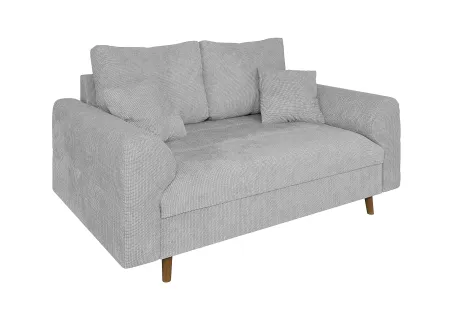 Trygve - Sofa 2 sitzer mit Braun Holzfüßen im skandinavischen Stil aus Chenille-Stoff