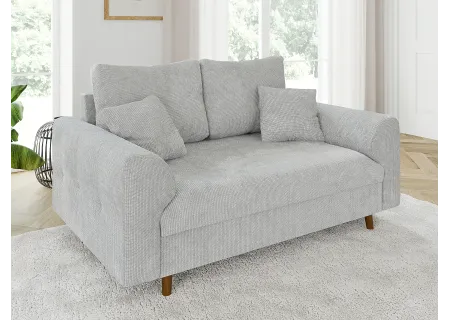 Trygve - Sofa 2 sitzer mit Braun Holzfüßen im skandinavischen Stil aus Chenille-Stoff