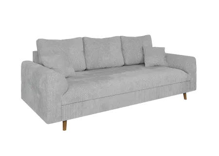 Trygve - Sofa 3 sitzer mit Braun Holzfüßen im skandinavischen Stil aus Chenille-Stoff