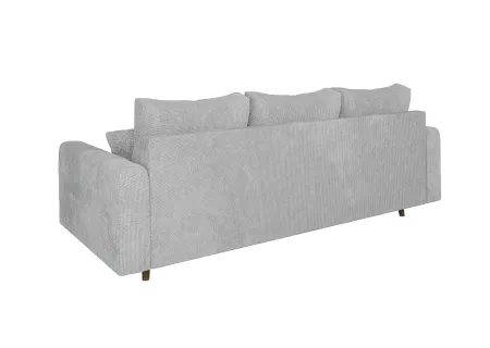 Trygve - Sofa 3 sitzer mit Braun Holzfüßen im skandinavischen Stil aus Chenille-Stoff