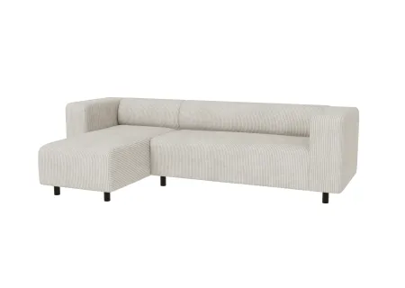 Oskar - Modernes Ecksofa mit Ottomane aus Cord-Stoff mit bequemem Sitz