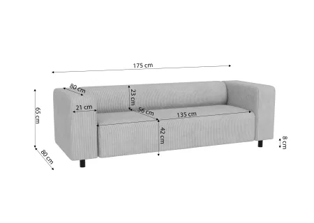 Oskar - Modernes Polstergarnitur 3+2+1 aus Cord-Stoff mit bequemem Sitz