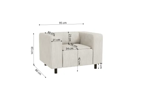 Oskar - Modernes Polstergarnitur 3+2+1 aus Cord-Stoff mit bequemem Sitz