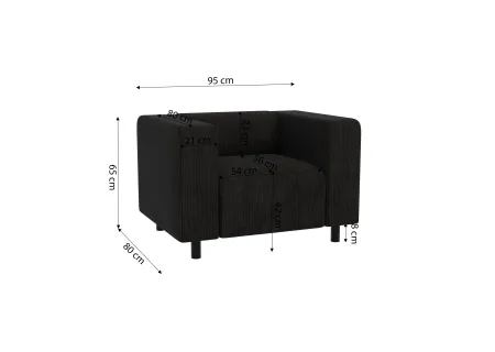 Oskar - Modernes Polstergarnitur 3+2+1 aus Cord-Stoff mit bequemem Sitz